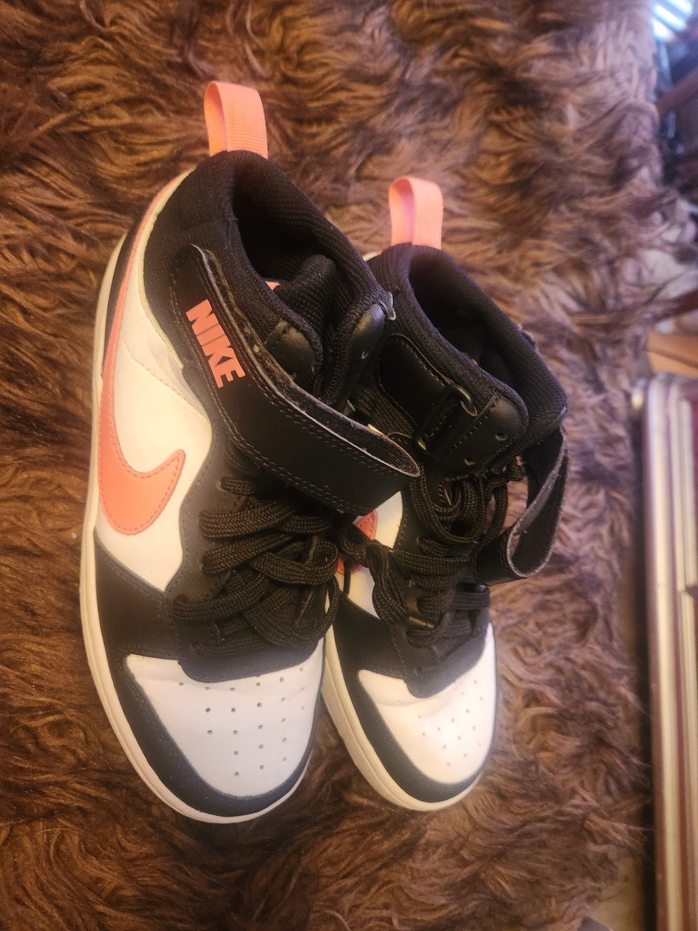 Nike Women’s Black White and Coral High-Top Sneakers